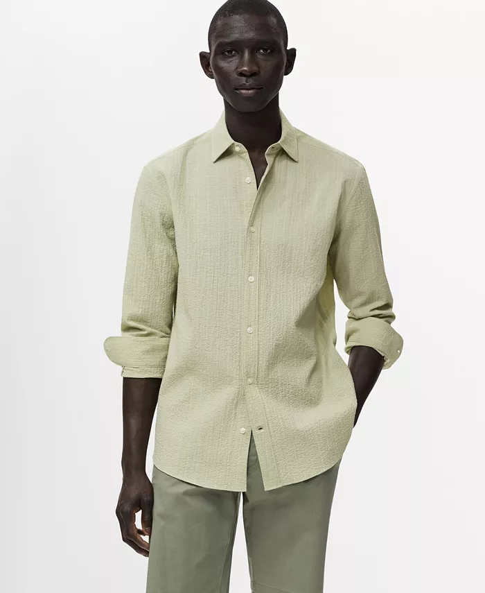 Мужская рубашка Regular-Fit с полосками и текстурой Mango, зеленый
Мужская рубашка Regular-Fit с полосками и текстурой Mango, зеленый