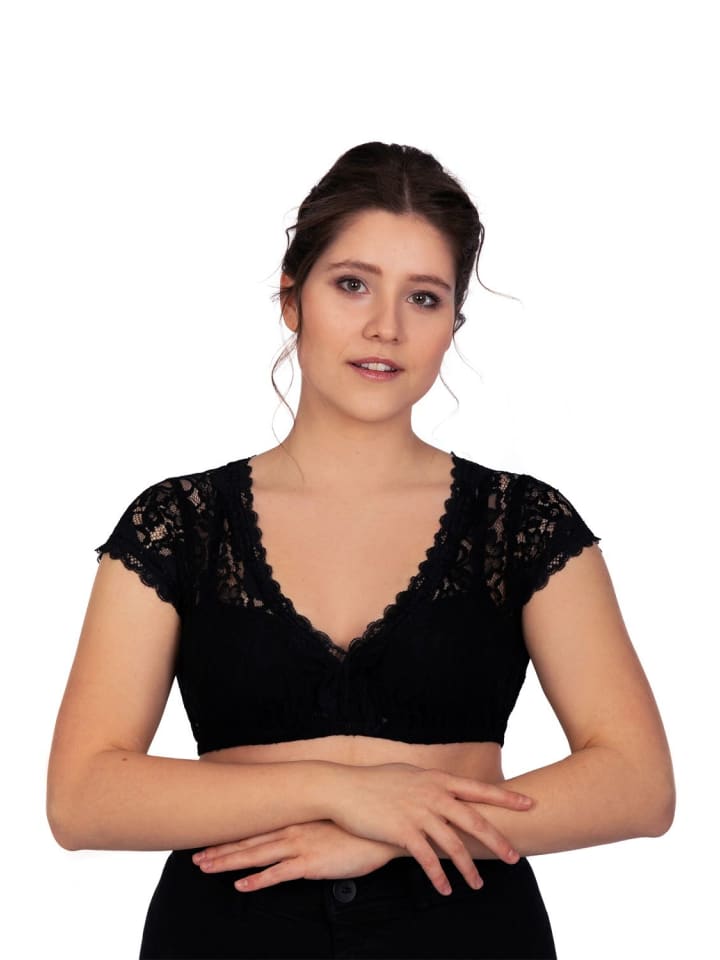 Edelnice Блузка дирндль Leonie черная на черном
Edelnice Блузка дирндль Leonie черная на черном