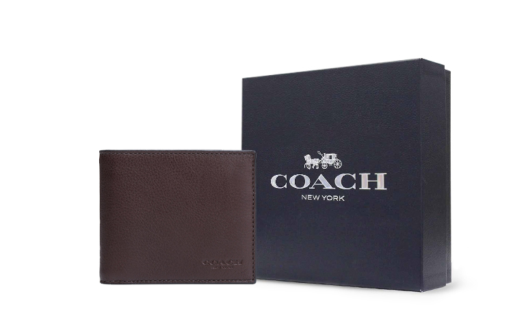 COACH Трёхсекционный кошелёк из литьевой кожи коровы мужской кофейный 
COACH Трёхсекционный кошелёк из литьевой кожи коровы мужской кофейный