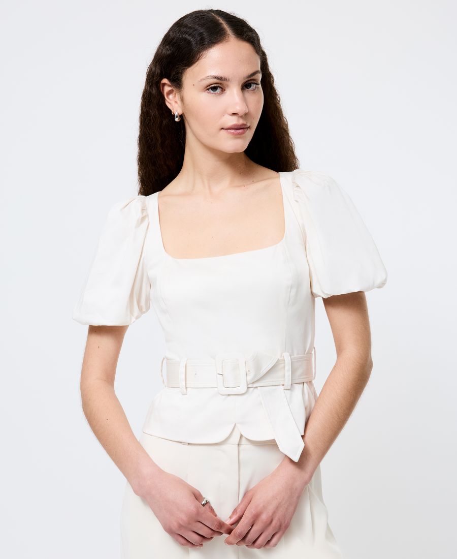 Женская атласная блузка с пышными рукавами French Connection, Porcelain Cream
Женская атласная блузка с пышными рукавами French Connection, Porcelain Cream