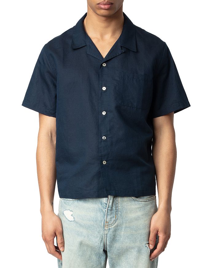 Классическая льняная рубашка Camp Shirt Zadig & Voltaire, синий 
Классическая льняная рубашка Camp Shirt Zadig & Voltaire, синий
