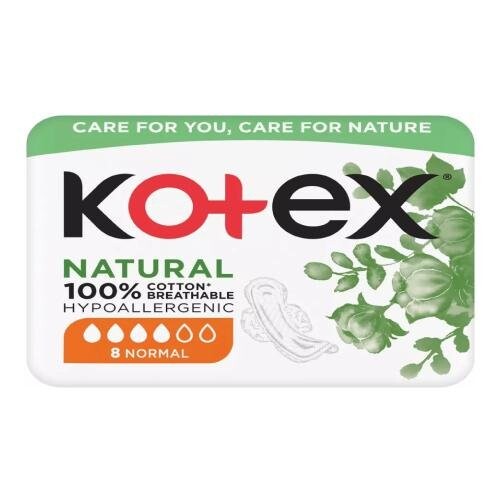 Гигиенические прокладки, 8 шт. Kotex Natural, Normal
Гигиенические прокладки, 8 шт. Kotex Natural, Normal