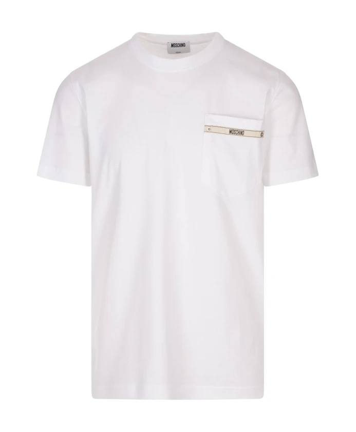 Белая хлопковая футболка Moschino, белый
Белая хлопковая футболка Moschino, белый