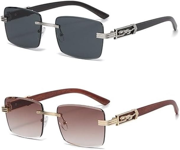 Декоративные солнцезащитные очки с имитацией древесной текстуры и рисунком гепарда, красочные ретро-очки без оправы квадратной формы с металлическим каркасом и изображением головы леопарда GHVWYX, 2pcs Black Brown
Декоративные солнцезащитные очки с имитацией древесной текстуры и рисунком гепарда, красочные ретро-очки без оправы квадратной формы с металлическим каркасом и изображением головы леопарда GHVWYX, 2pcs Black Brown