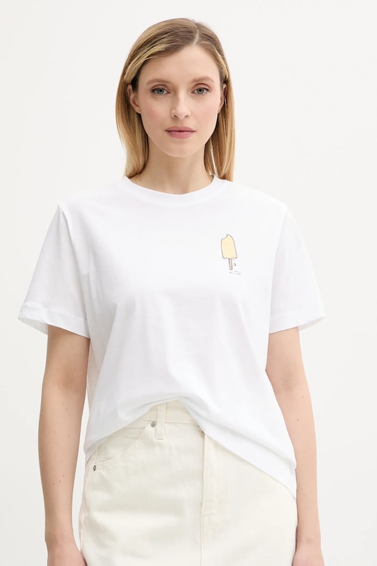 Хлопковая футболка Sacamino Samsoe Samsoe, белый 
Хлопковая футболка Sacamino Samsoe Samsoe, белый