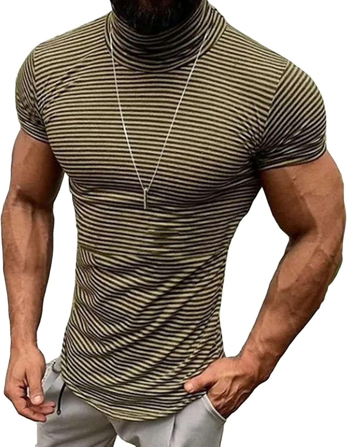 JEsilunmaMY мужская футболка с коротким рукавом и воротником-стойкой в полоску, Slim Fit
JEsilunmaMY мужская футболка с коротким рукавом и воротником-стойкой в полоску, Slim Fit