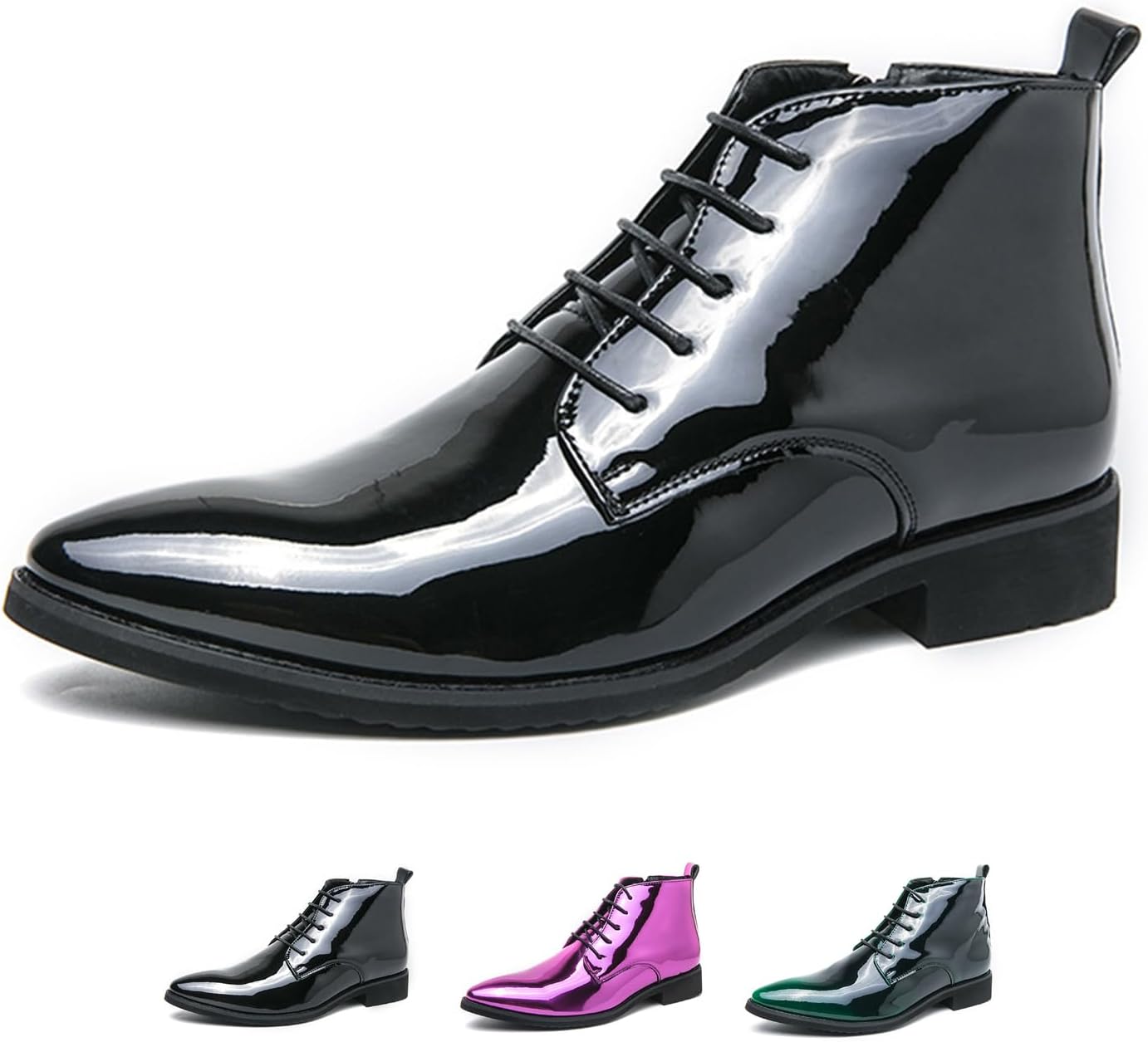 Мужские туфли-оксфорды из лакированной кожи, ботинки с острым носком, шнуровкой и боковой молнией, блестящие ботильоны, классические роскошные высокие деловые формальные дерби Zeberfi, черный
Мужские туфли-оксфорды из лакированной кожи, ботинки с острым носком, шнуровкой и боковой молнией, блестящие ботильоны, классические роскошные высокие деловые формальные дерби Zeberfi, черный