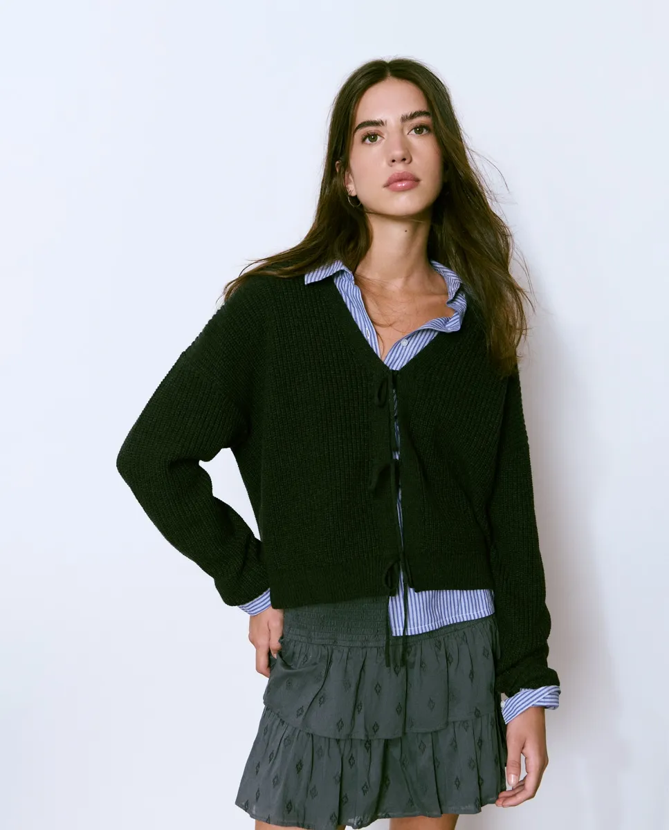 Женский вязаный жакет с бантиками Brownie, серый
Женский вязаный жакет с бантиками Brownie, серый