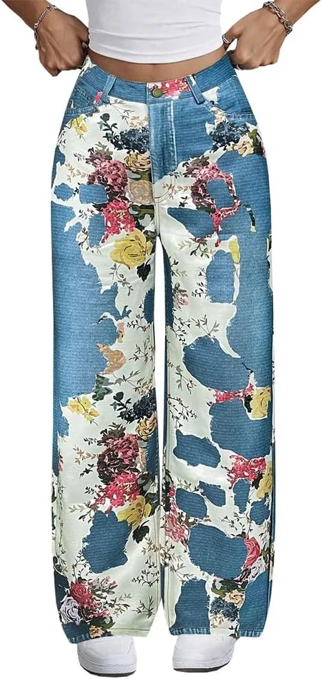 Женские джинсы с высокой талией и расклешенными штанинами, трендовая винтажная цветочная печать, легкий деним TACSTRUN
Женские джинсы с высокой талией и расклешенными штанинами, трендовая винтажная цветочная печать, легкий деним TACSTRUN
