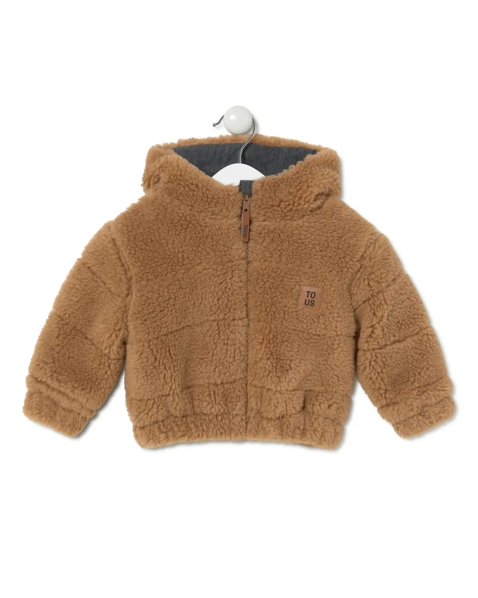 Детское пальто с капюшоном из овечьей шерсти Tous, песочный