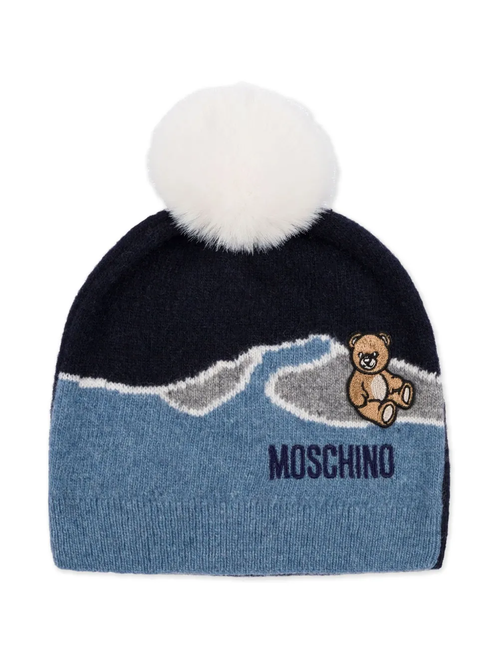 Шапка бини с принтом Moschino Kids, синий 
Шапка бини с принтом Moschino Kids, синий