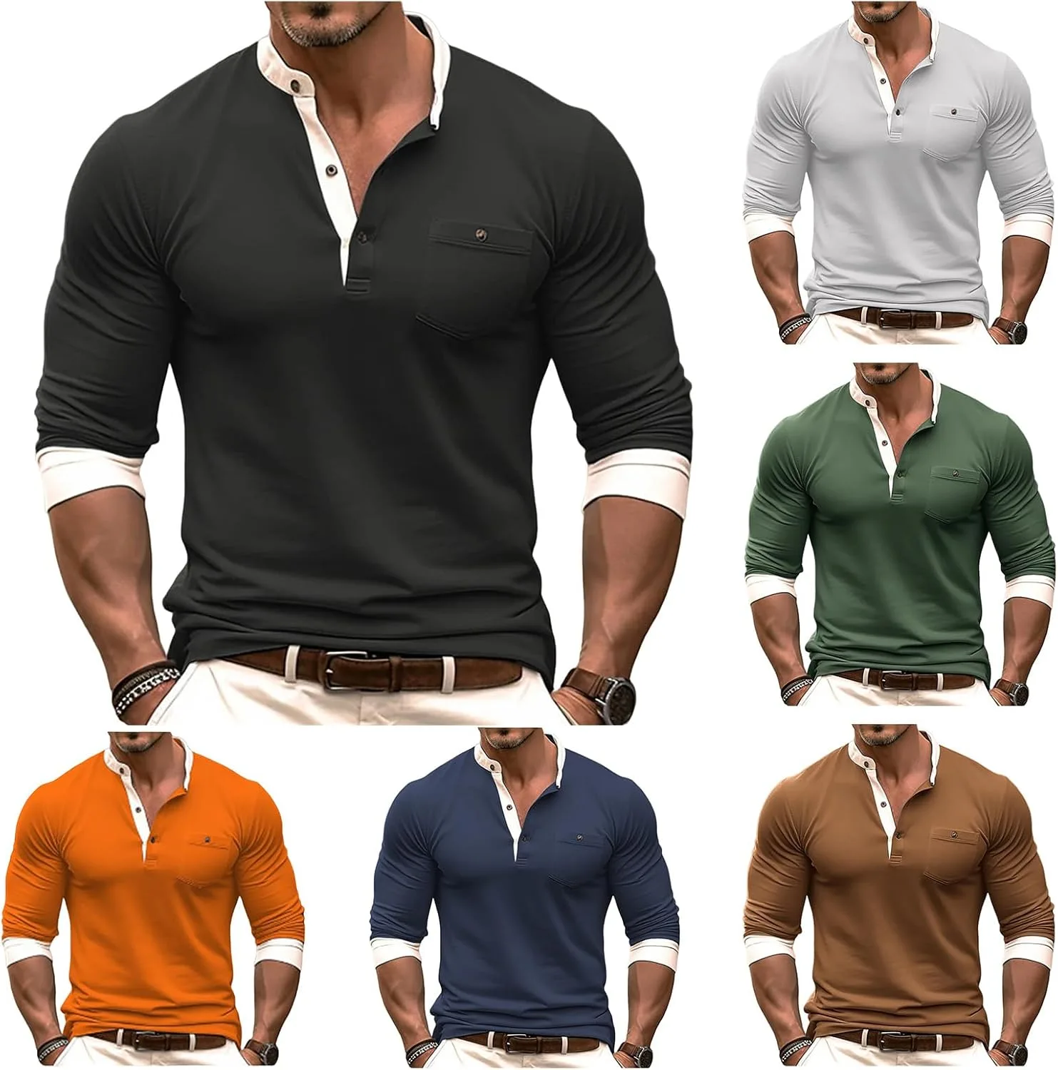 Мужская футболка хенли с длинным рукавом, летняя, облегающая, легкая Thatrich
Мужская футболка хенли с длинным рукавом, летняя, облегающая, легкая Thatrich