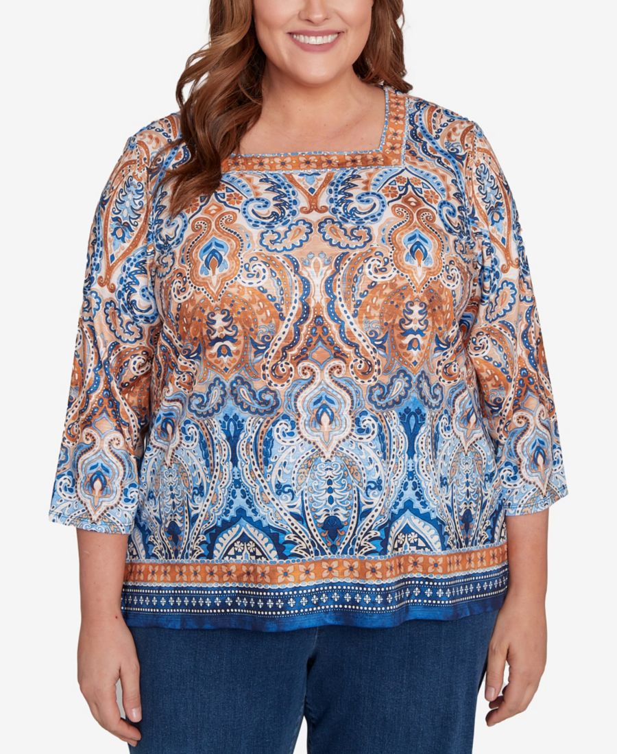 Классический топ больших размеров с квадратным вырезом и медальонной каймой Alfred Dunner, Denim
Классический топ больших размеров с квадратным вырезом и медальонной каймой Alfred Dunner, Denim