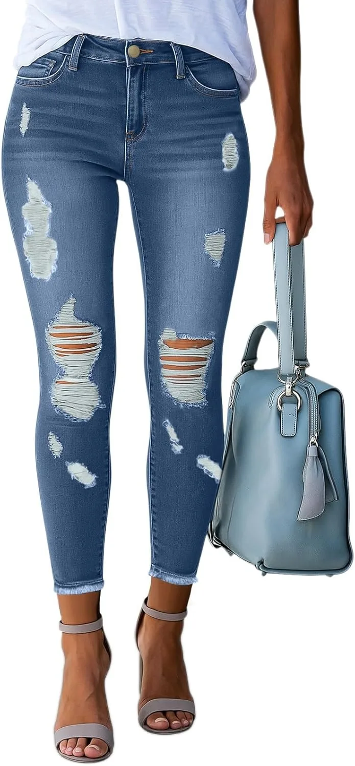 Женские джинсы distressed с высокой посадкой и прямыми штанинами
Женские джинсы distressed с высокой посадкой и прямыми штанинами