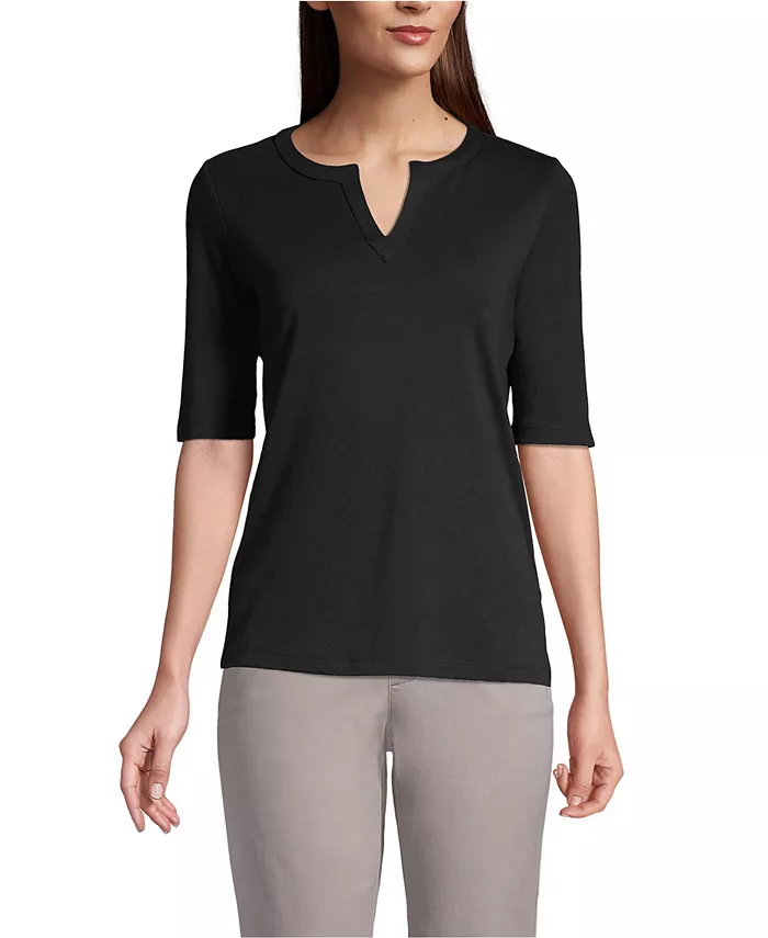 Женская блузка из хлопка и полиэстера Modern с коротким рукавом и разрезом на горловине Lands' End, серый
Женская блузка из хлопка и полиэстера Modern с коротким рукавом и разрезом на горловине Lands' End, серый