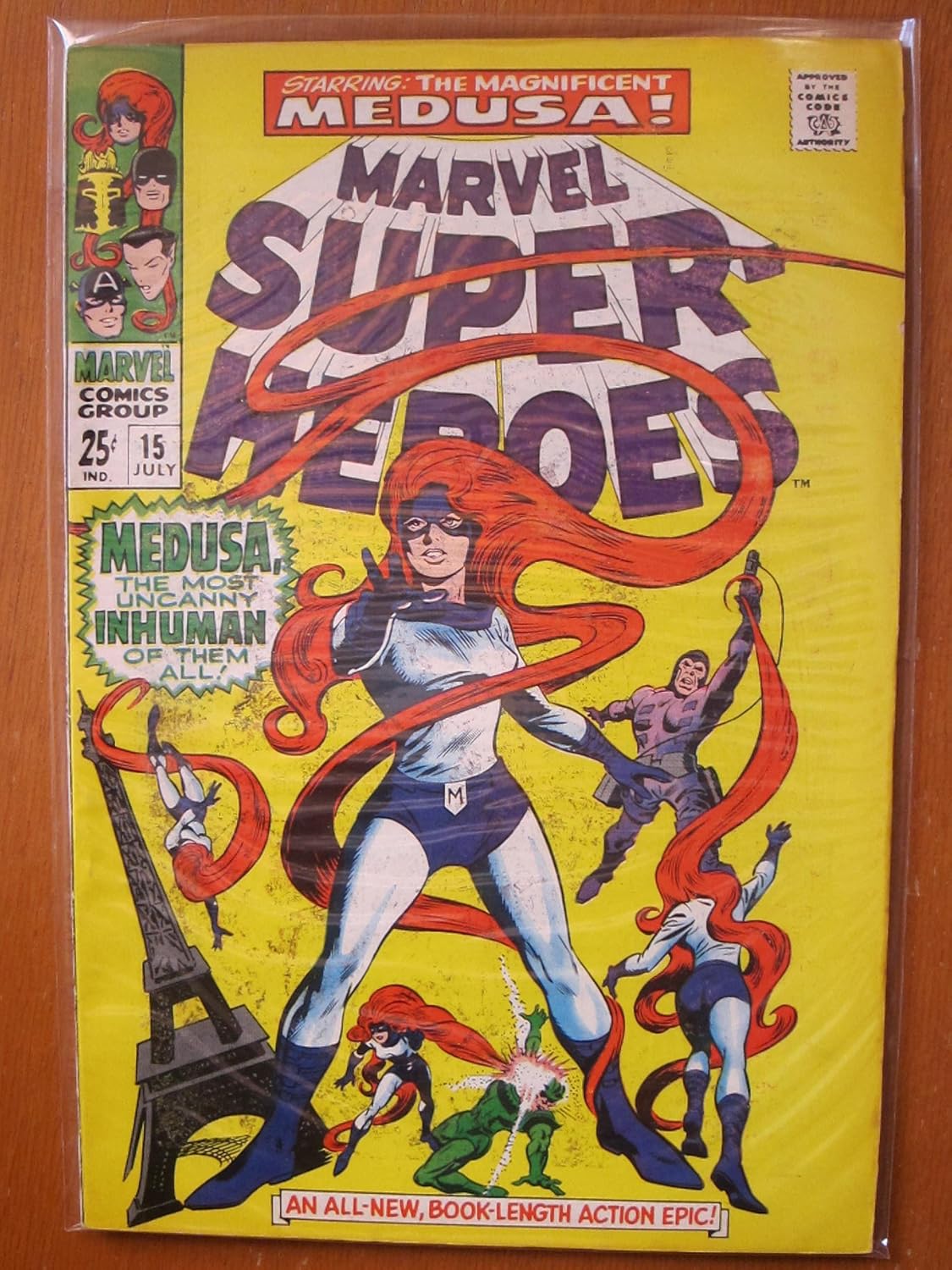 Marvel Super-Heroes #15, July 1968. Inhumans, 1950s Captain America and Sub-Mariner (Marvel Comics)
Marvel Super-Heroes #15, July 1968. Inhumans, 1950s Captain America and Sub-Mariner (Marvel Comics)