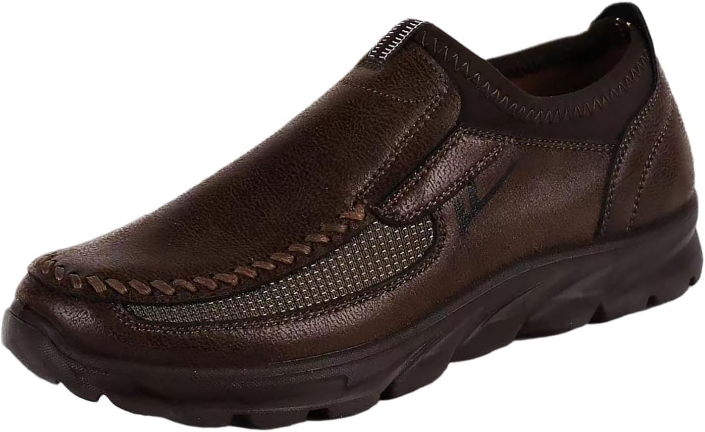 Мужские кожаные лоуферы с толстой подошвой, низким верхом, без шнурков, удобные, дышащие, с широкой круглой ноской, нескользящей мягкой подошвой, мокасины для повседневной носки, работы и вождения Nxnbhsl, коричневый
Мужские кожаные лоуферы с толстой подошвой, низким верхом, без шнурков, удобные, дышащие, с широкой круглой ноской, нескользящей мягкой подошвой, мокасины для повседневной носки, работы и вождения Nxnbhsl, коричневый