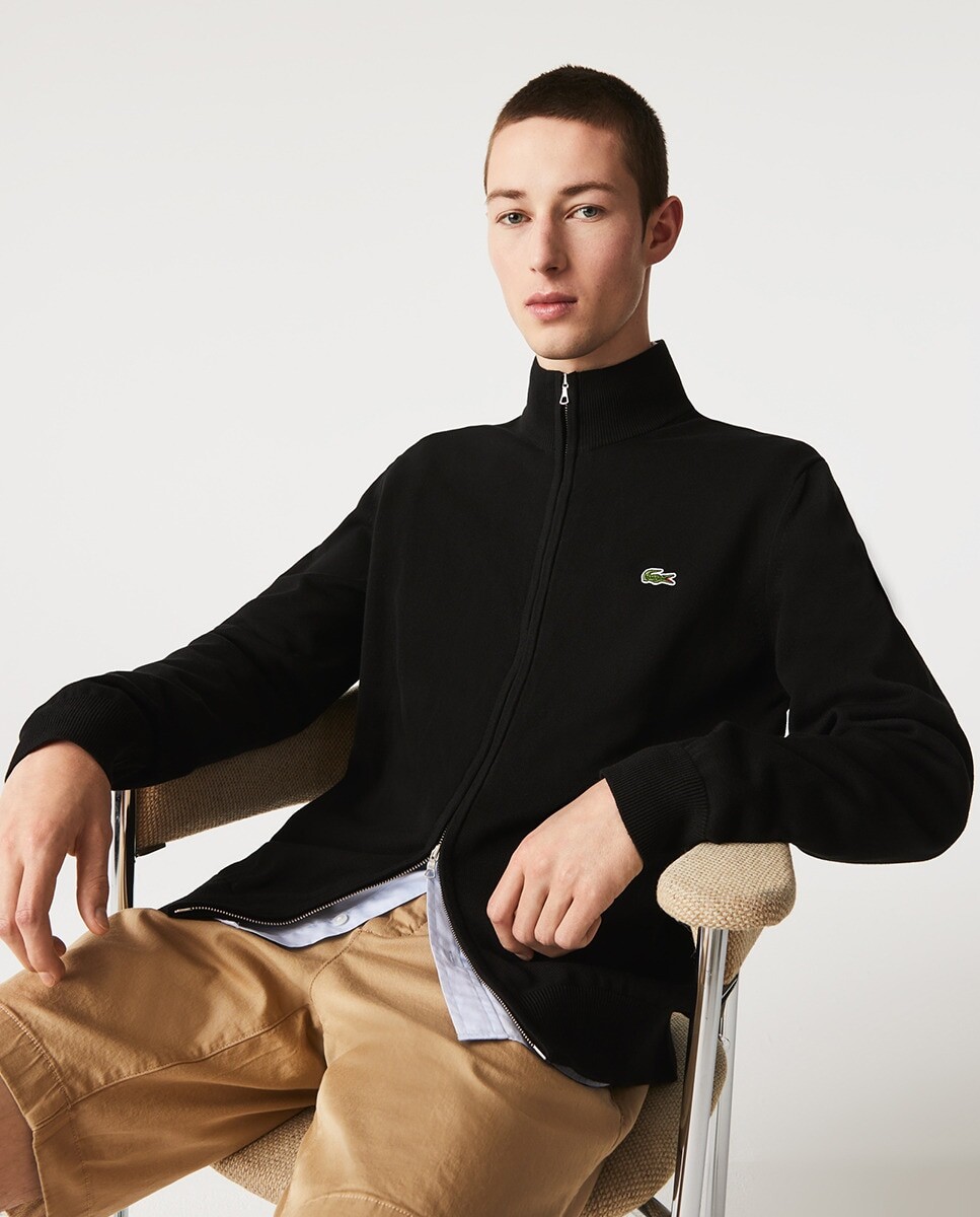 Черная мужская вязаная куртка на молнии Lacoste, черный
Черная мужская вязаная куртка на молнии Lacoste, черный