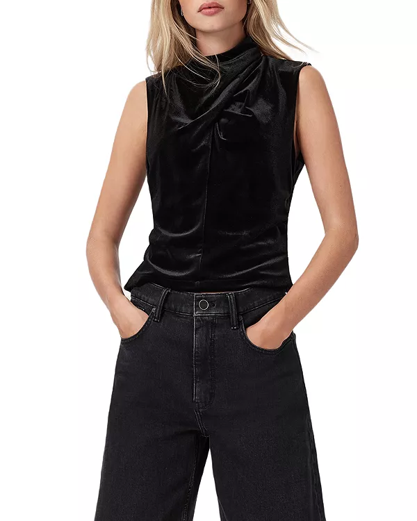 Бархатный топ Tia с драпировкой Allsaints, черный
Бархатный топ Tia с драпировкой Allsaints, черный