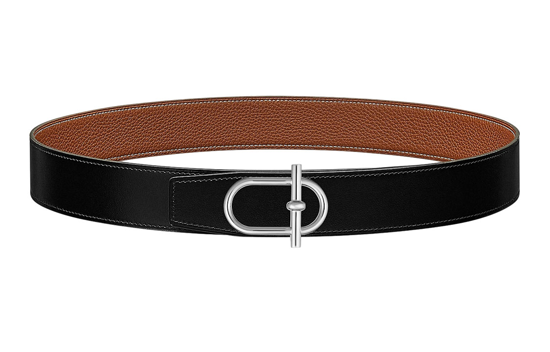 HERMES Ремень мужской из кожи Togo черный/коричневый ширина 38 см
HERMES Ремень мужской из кожи Togo черный/коричневый ширина 38 см