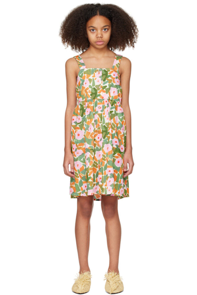 Детское платье на бретелях с разноцветным цветочным принтом Bobo Choses