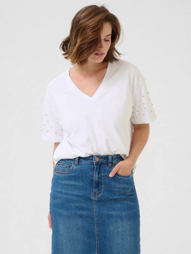 Барня Cotton V-образная футболка KAFFE, Optical White
Барня Cotton V-образная футболка KAFFE, Optical White