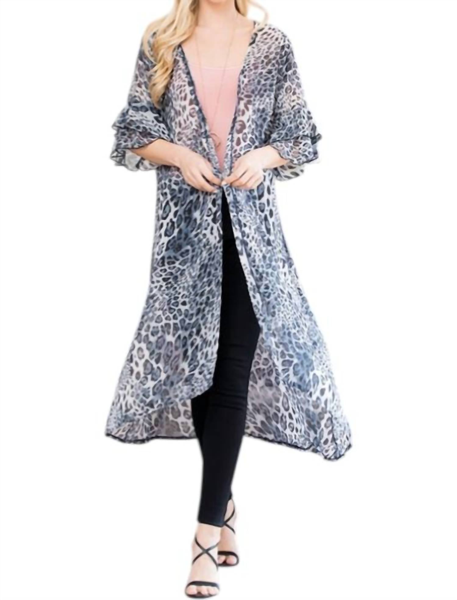 Леопардовый длинный кардиган в темно-синем цвете Bijorca
Леопардовый длинный кардиган в темно-синем цвете Bijorca