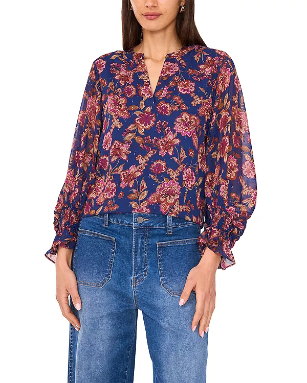 Блузка с разрезом на шее и длинными рукавами Vince Camuto, синий
Блузка с разрезом на шее и длинными рукавами Vince Camuto, синий