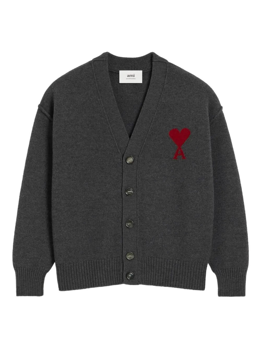 Шерстяной кардиган вязки интарсия Ami Paris, серый
Шерстяной кардиган вязки интарсия Ami Paris, серый