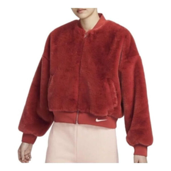 Куртка спортивная двусторонняя куртка-бомбер из искусственного меха Nike, красный