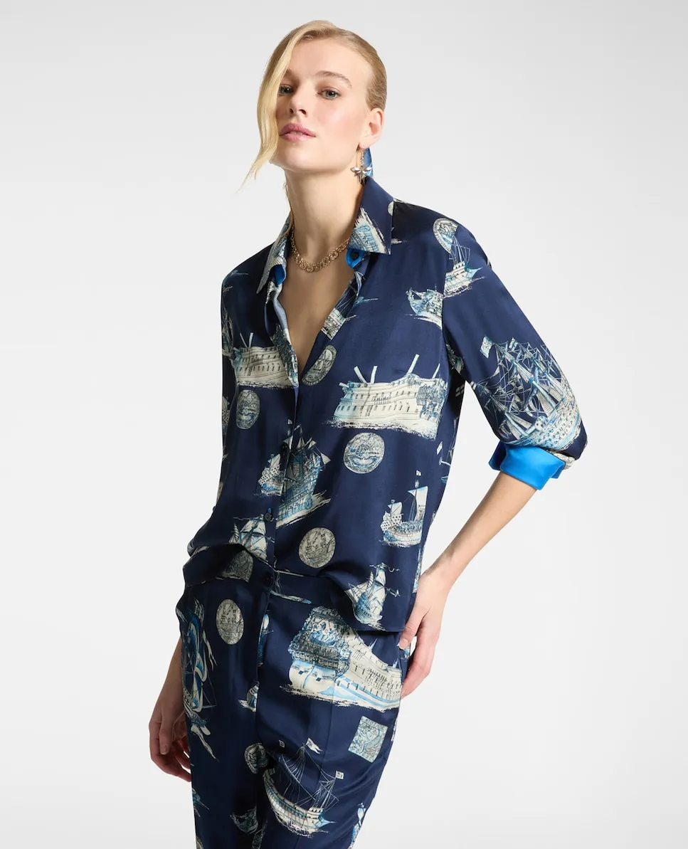 Женская блузка с длинным рукавом и принтом Elena Miró, синий
Женская блузка с длинным рукавом и принтом Elena Miró, синий