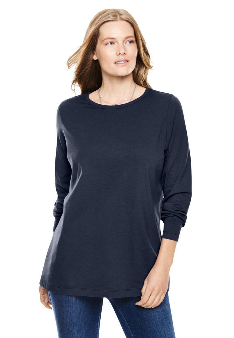Футболка с длинными рукавами и круглым вырезом идеального размера для полных женщин Woman Within, Navy, Синий, Футболка с длинными рукавами и круглым вырезом идеального размера для полных женщин Woman Within, Navy
Футболка с длинными рукавами и круглым вырезом идеального размера для полных женщин Woman Within, Navy, Синий, Футболка с длинными рукавами и круглым вырезом идеального размера для полных женщин Woman Within, Navy