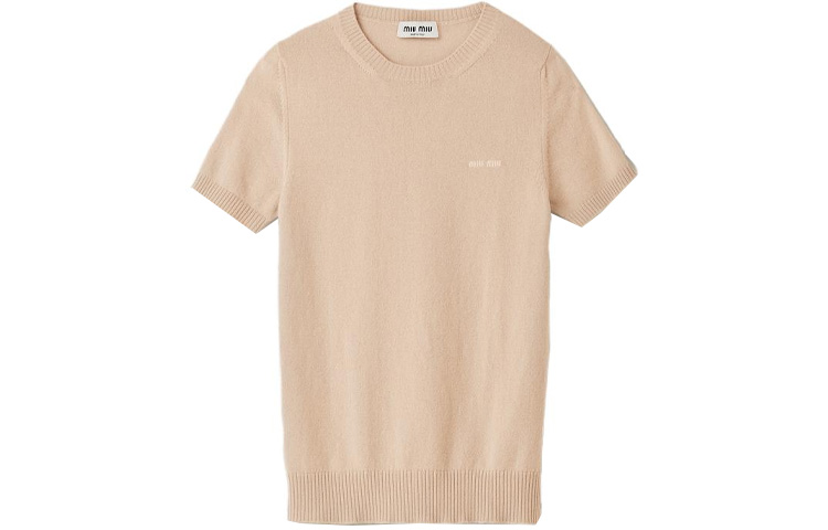 Топ с интарсией логотипа MIU MIU из кашемира, светло-умбра
Топ с интарсией логотипа MIU MIU из кашемира, светло-умбра