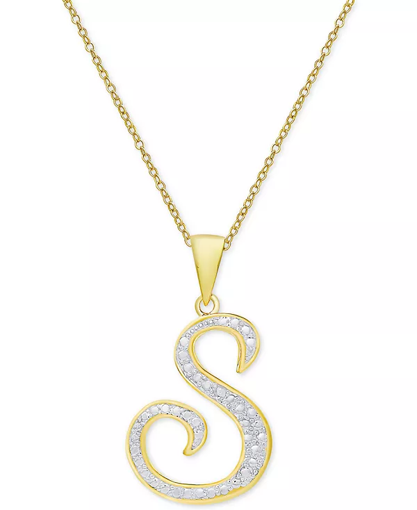 Ожерелье с кулоном-инициалом в форме бриллианта, 18 дюймов, из серебра, золота и розового золота Macy'S, s/gold