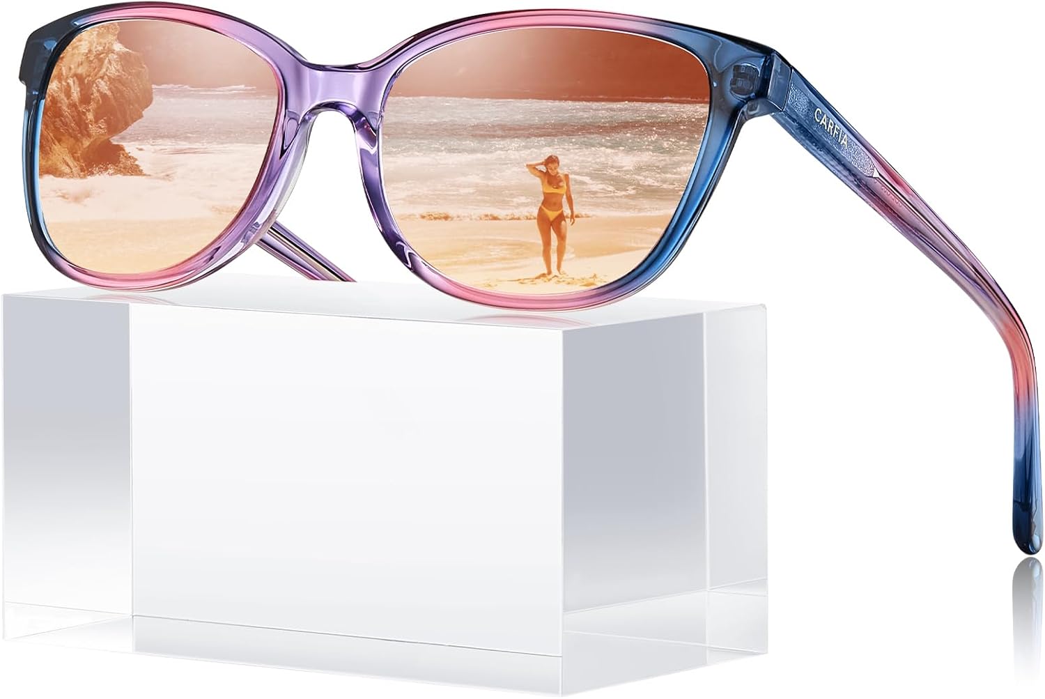 Женские поляризованные солнцезащитные очки CARFIA Designer Acetate, подходят для большинства форм лица, модные, обеспечивают защиту от УФ-излучения, гипоаллергенны, изготовлены вручную, 4. Blue&pink&purple Frame Pink Mirrored Lens
Женские поляризованные солнцезащитные очки CARFIA Designer Acetate, подходят для большинства форм лица, модные, обеспечивают защиту от УФ-излучения, гипоаллергенны, изготовлены вручную, 4. Blue&pink&purple Frame Pink Mirrored Lens