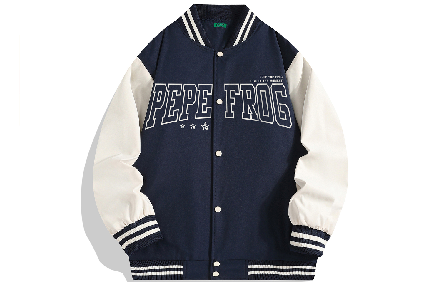 Pepe The Frog Бейсбольная куртка унисекс, Navy Blue
Pepe The Frog Бейсбольная куртка унисекс, Navy Blue