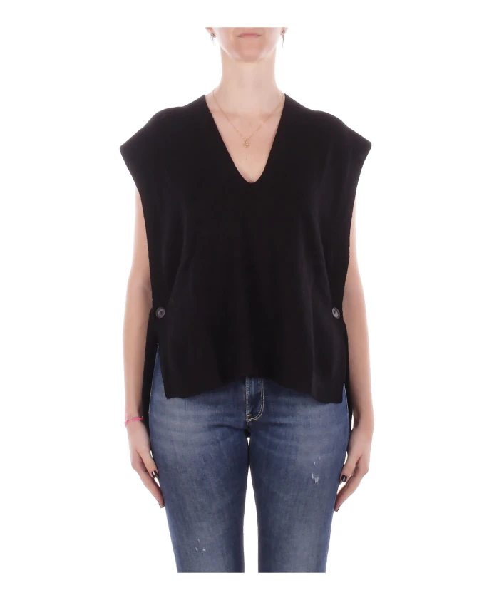 Вязаный свитер без рукавов с V-образным вырезом Manila Grace, черный
Вязаный свитер без рукавов с V-образным вырезом Manila Grace, черный