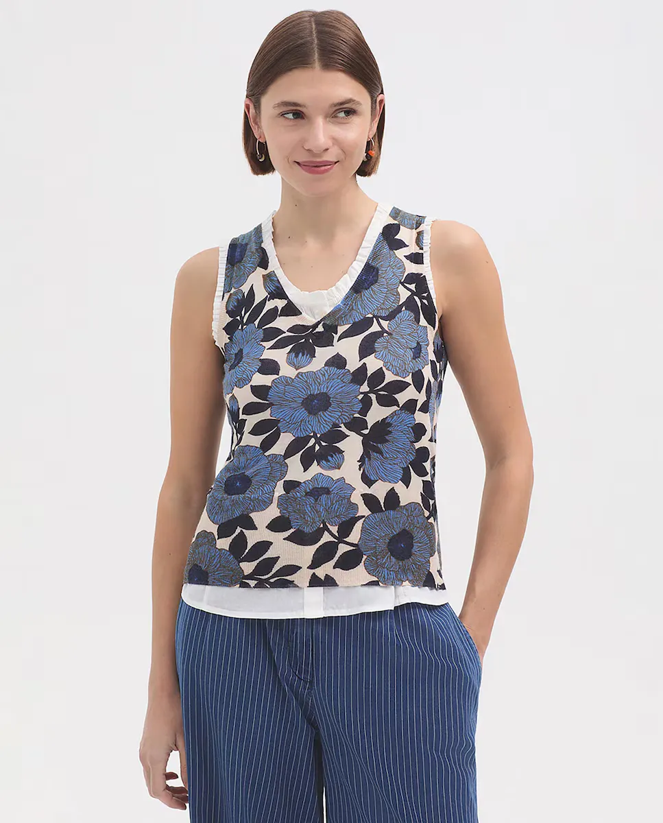 Женский топ с V-образным вырезом и цветочным принтом Nice Things, синий
Женский топ с V-образным вырезом и цветочным принтом Nice Things, синий