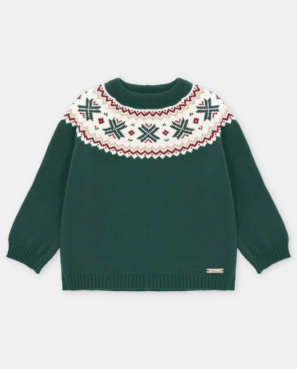 Детский свитер с рождественским узором в контрасте бутылочно-зеленого цвета Martín Aranda
Детский свитер с рождественским узором в контрасте бутылочно-зеленого цвета Martín Aranda