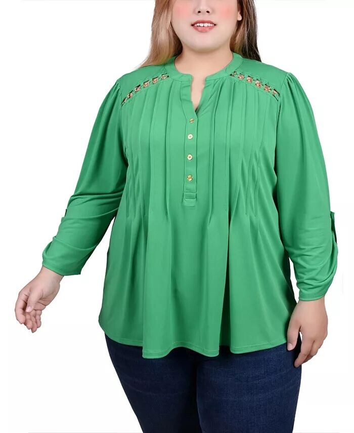 Топ больших размеров с длинными рукавами и защипами спереди, с цепочками NY Collection, зеленый
Топ больших размеров с длинными рукавами и защипами спереди, с цепочками NY Collection, зеленый