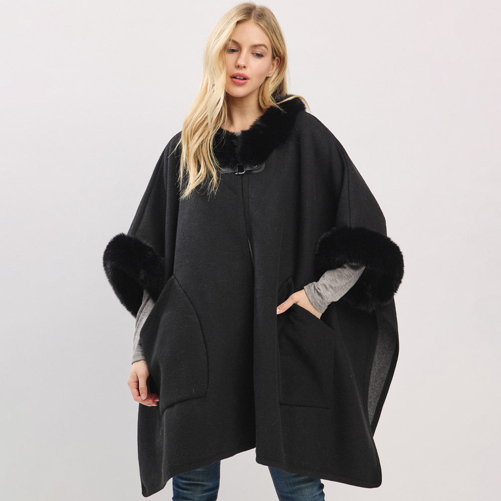Каппа-пончо с отделкой из искусственного меха и застежкой-кнопкой спереди TRUEDAMES, черный
Каппа-пончо с отделкой из искусственного меха и застежкой-кнопкой спереди TRUEDAMES, черный