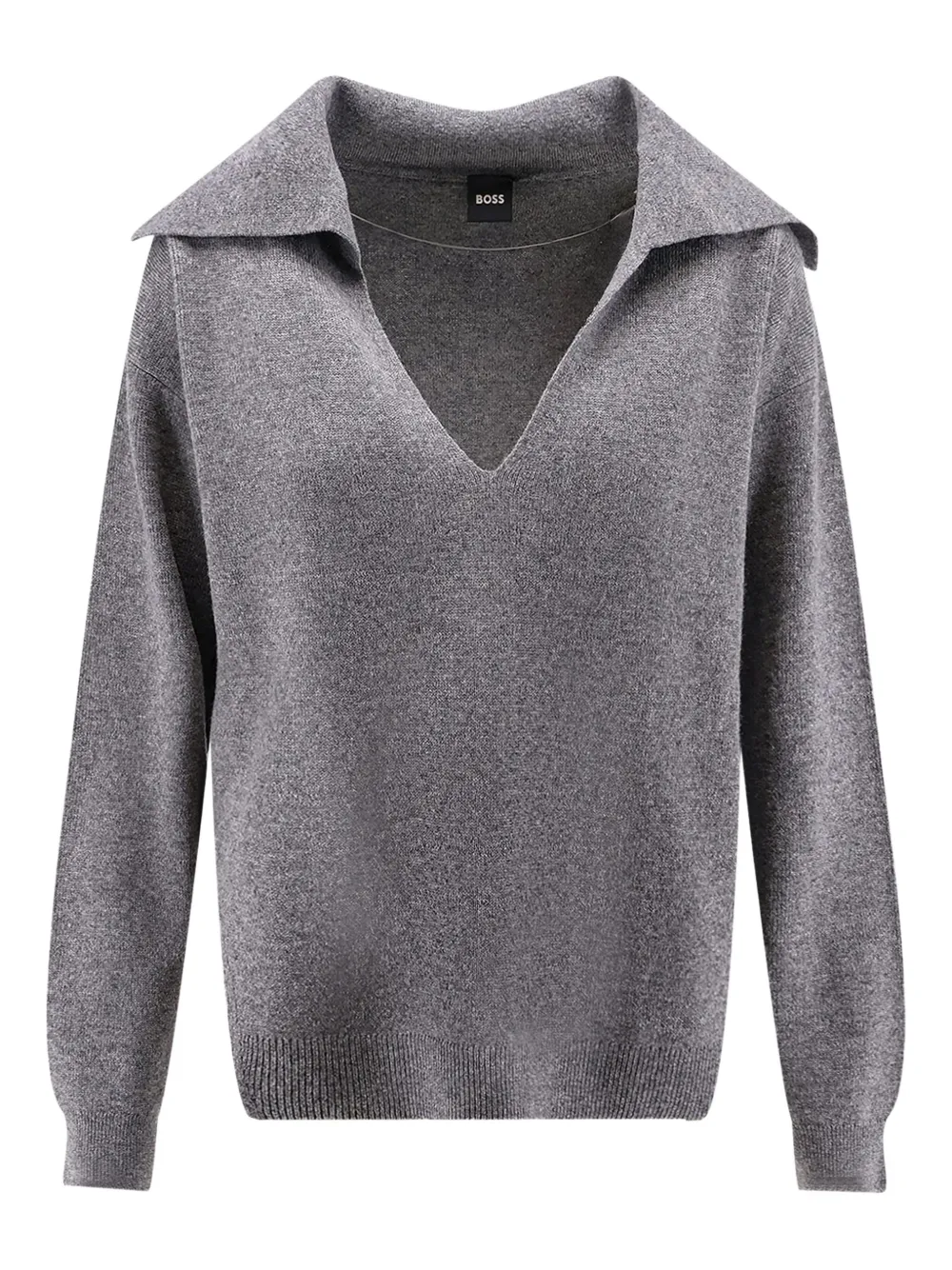 Свитер с макси-воротником и вставками из кружева Boss, серый
Свитер с макси-воротником и вставками из кружева Boss, серый