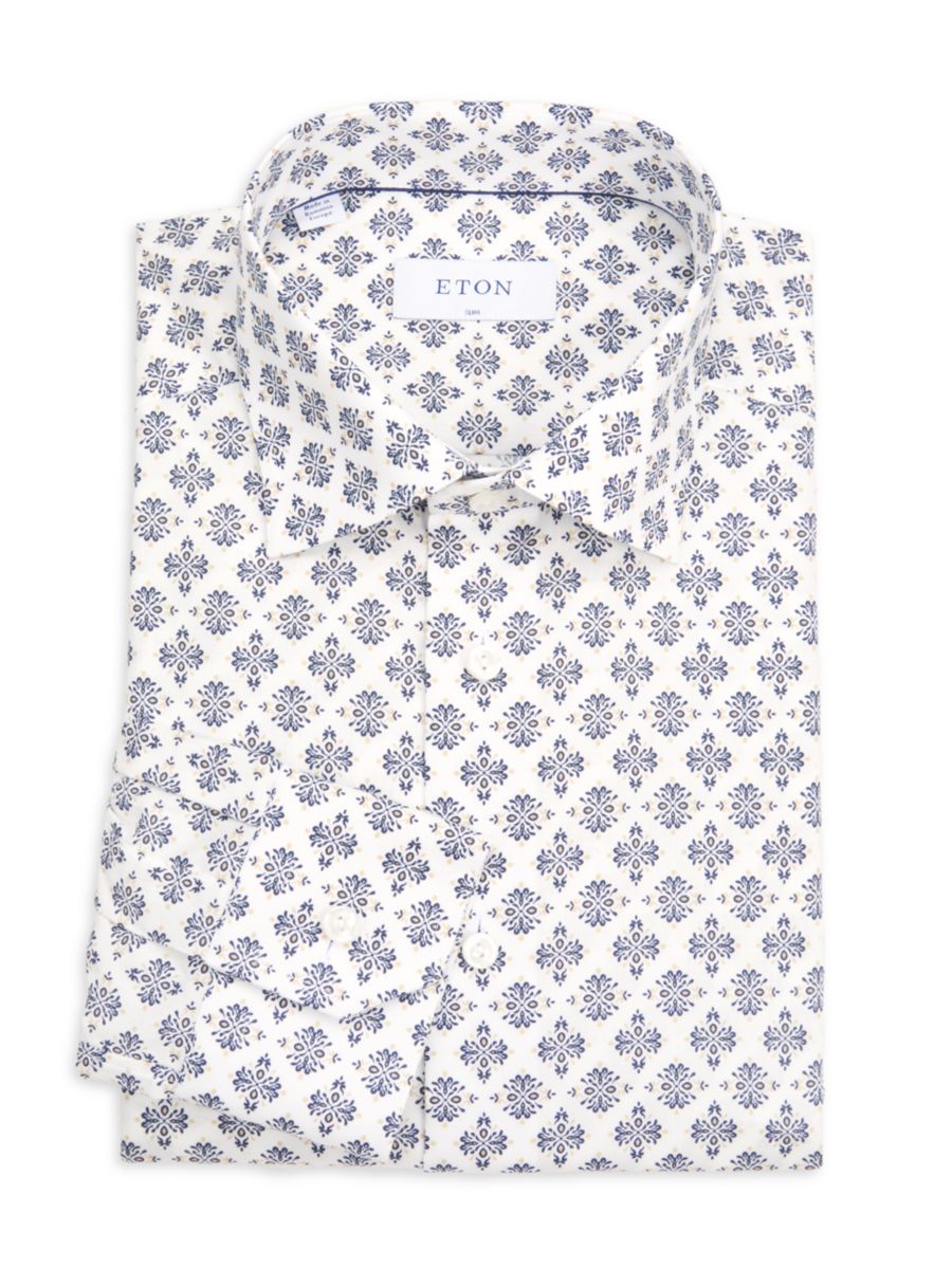 Рубашка облегающего кроя из хлопка и лиоцелла с медальонным принтом Eton, белый
Рубашка облегающего кроя из хлопка и лиоцелла с медальонным принтом Eton, белый