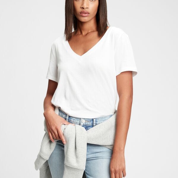 Футболка из хлопка с v-образным вырезом Gap, белый
Футболка из хлопка с v-образным вырезом Gap, белый