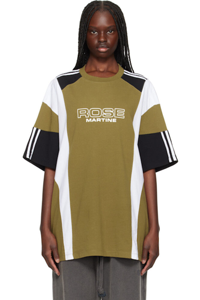 Зелено-белая футболка свободного покроя со вставками Martine Rose
Зелено-белая футболка свободного покроя со вставками Martine Rose