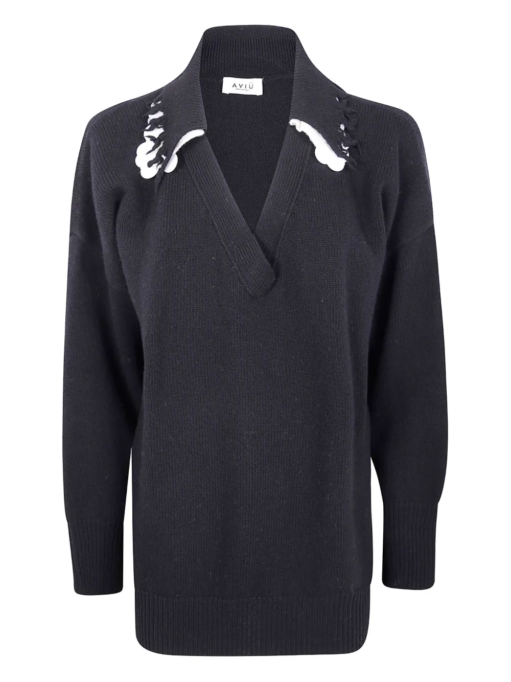 Шерстяной свитер с бахромой на воротнике Aviù, черный
Шерстяной свитер с бахромой на воротнике Aviù, черный