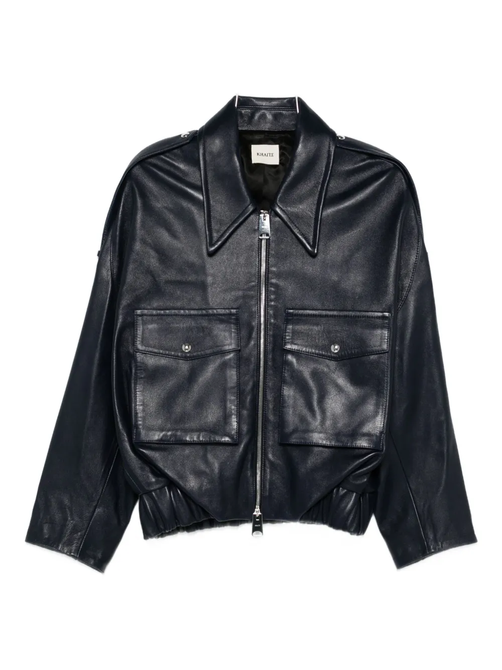 Кожаная куртка-бомбер на молнии KHAITE, синий
Кожаная куртка-бомбер на молнии KHAITE, синий