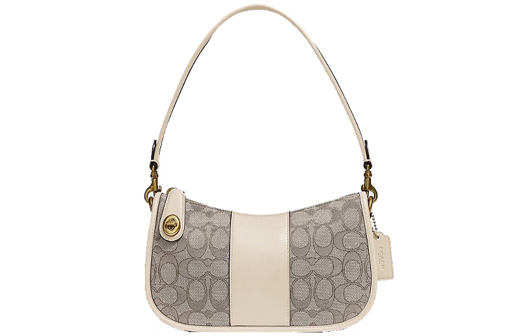 Сумка через плечо Swinger из ткани с кожаными деталями среднего размера женская бело-серая с монограммой COACH
Сумка через плечо Swinger из ткани с кожаными деталями среднего размера женская бело-серая с монограммой COACH