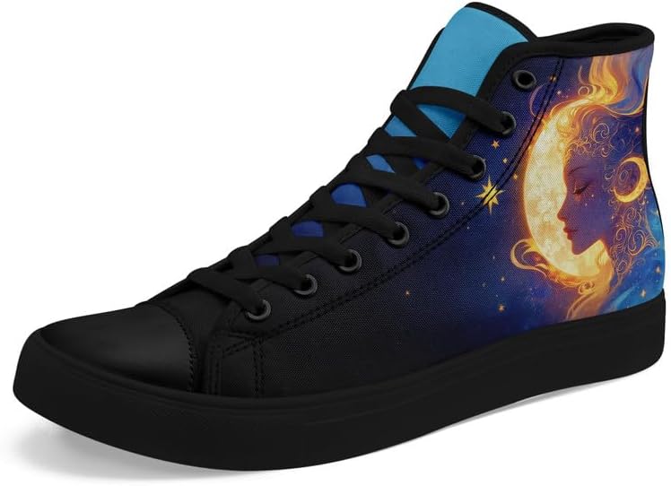 Кеды на высокой подошве Sun Moon Star из холщовой ткани для женщин и мужчин, черные и белые модные туфли, шнуровка, стильные, унисекс, для прогулок и повседневного ношения Awsole
Кеды на высокой подошве Sun Moon Star из холщовой ткани для женщин и мужчин, черные и белые модные туфли, шнуровка, стильные, унисекс, для прогулок и повседневного ношения Awsole