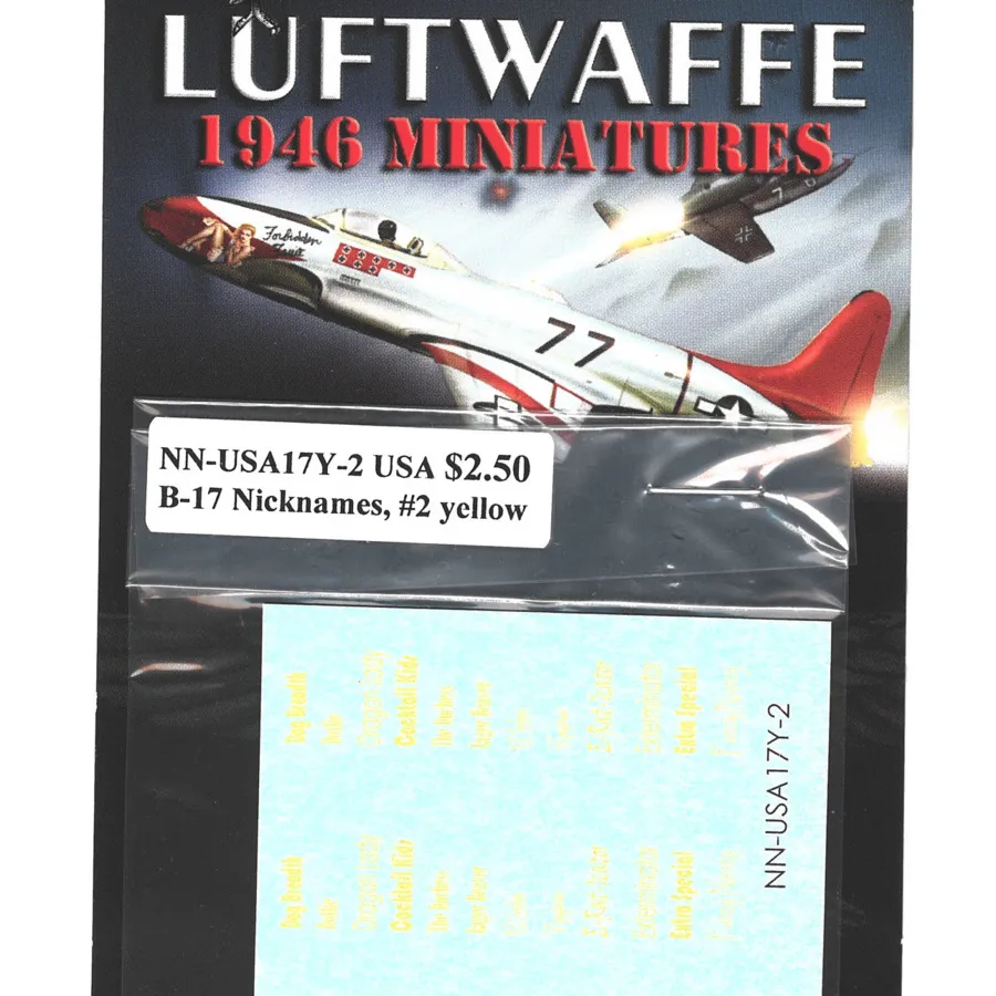 B-17 Прозвища, Набор №2, Желтый, Decals - Blue Sky 
B-17 Прозвища, Набор №2, Желтый, Decals - Blue Sky